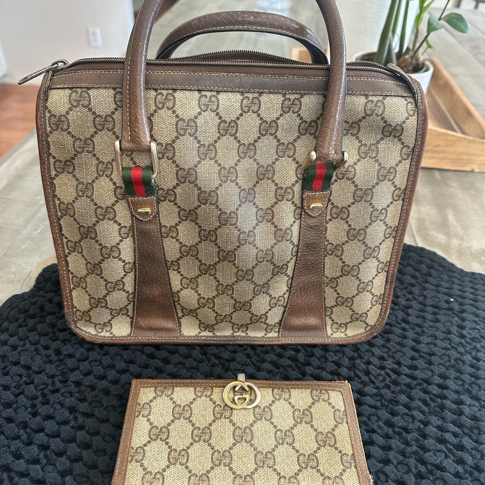 Gucci Monogram Handbag and Wallet Set